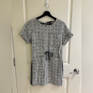 Maje Retrola Side-Stripe Drawstring Tweed Dress